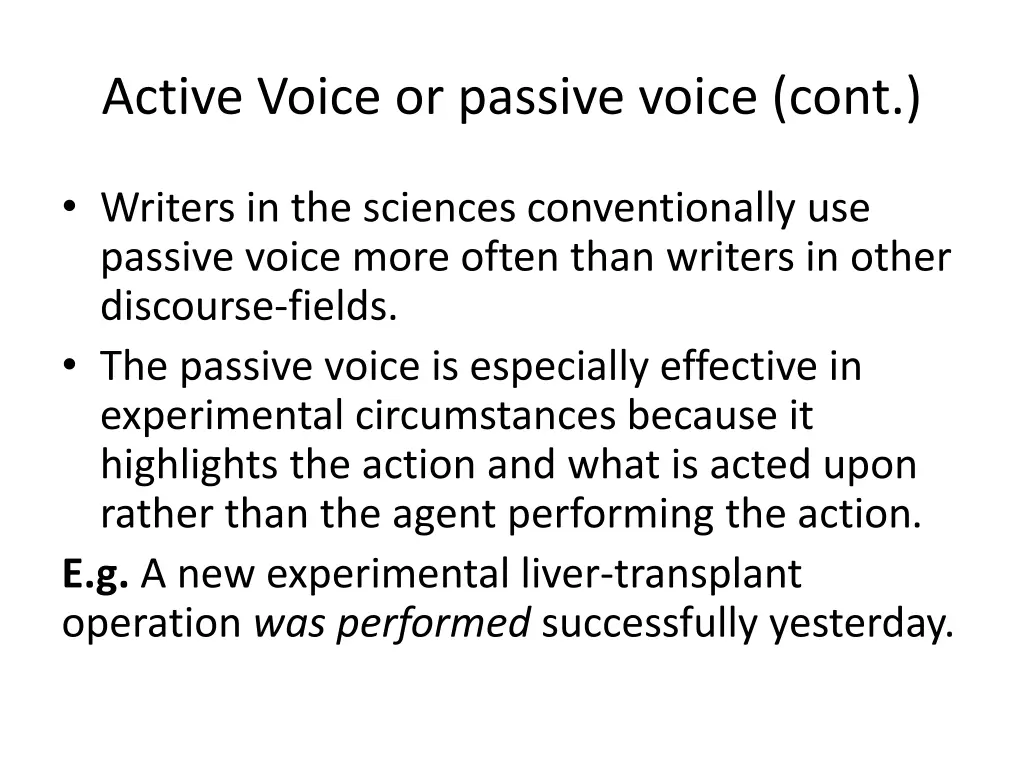 active voice or passive voice cont