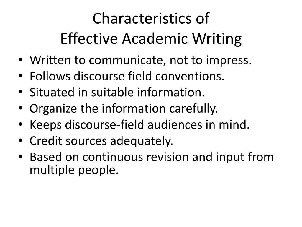 characteristics of effective academic writing