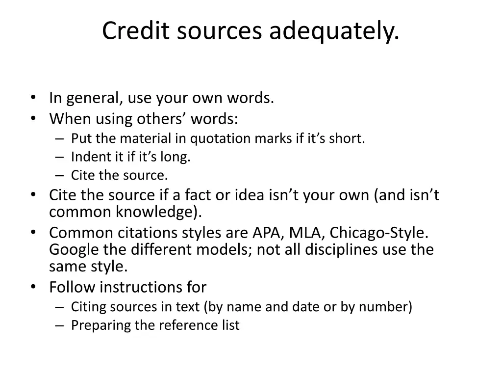 credit sources adequately