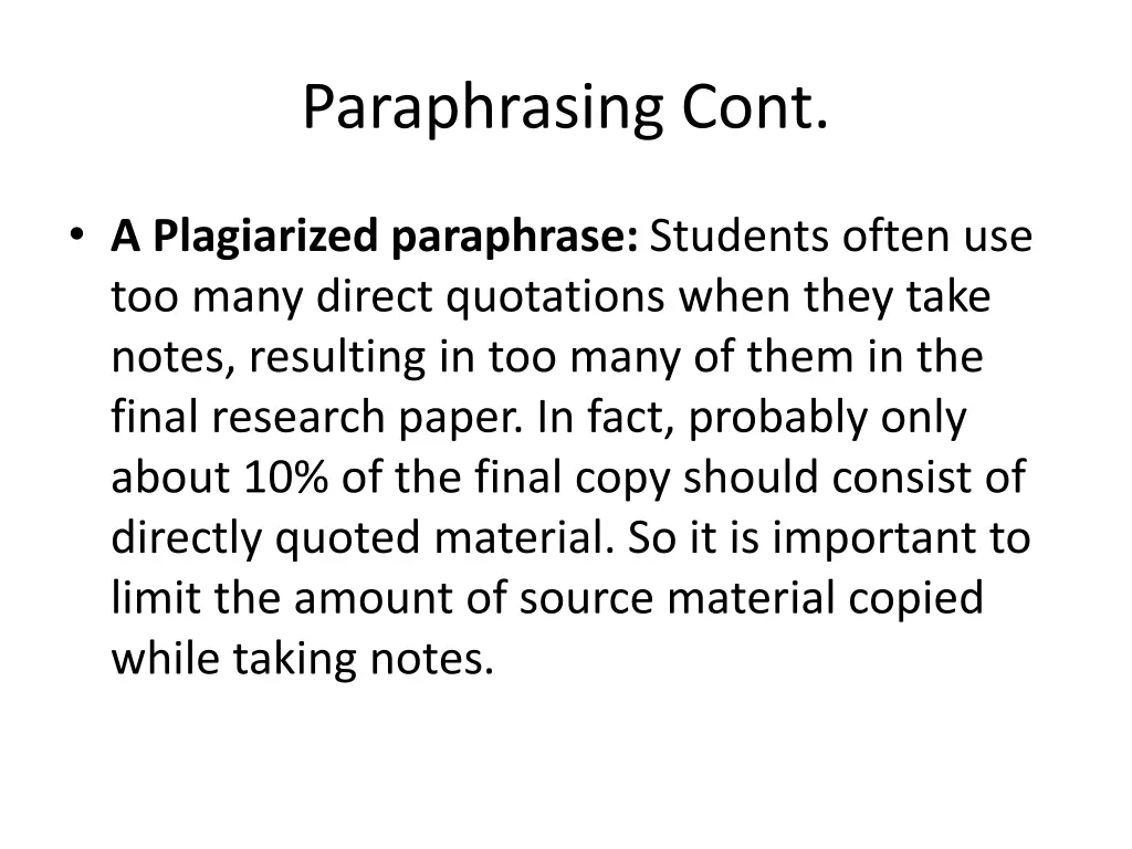 paraphrasing cont