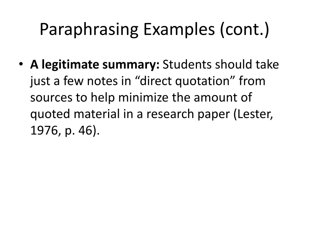 paraphrasing examples cont 1