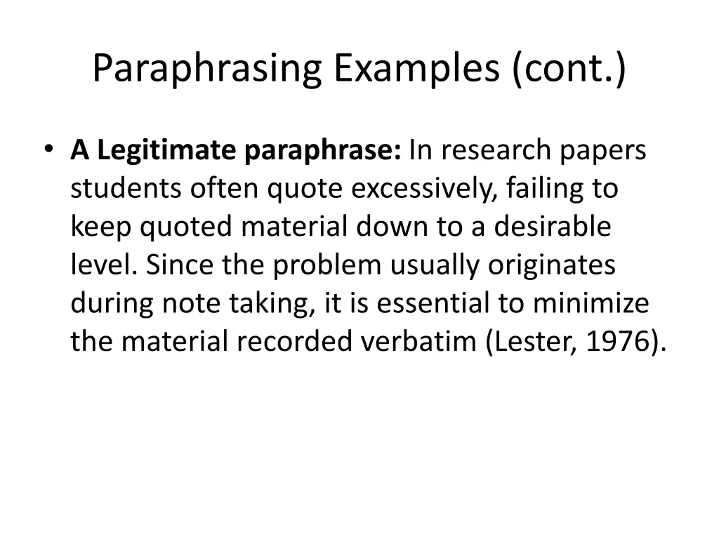 paraphrasing examples cont