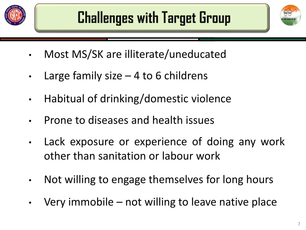 challenges with target group