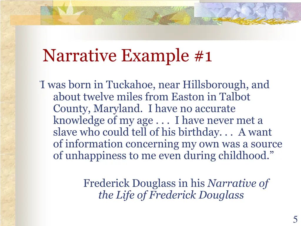 narrative example 1
