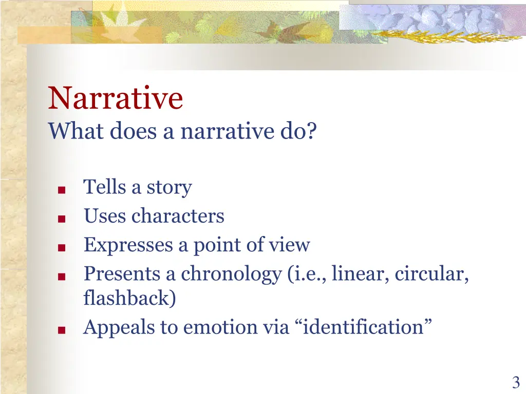 narrative what does a narrative do