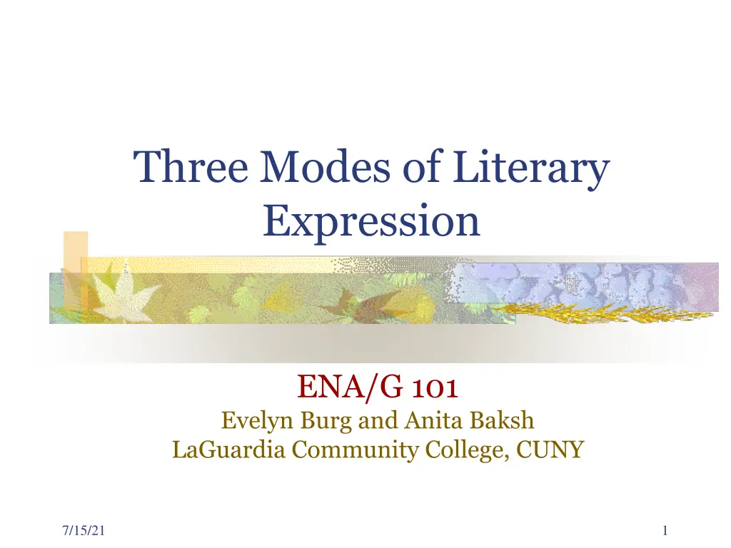 three modes of literary expression