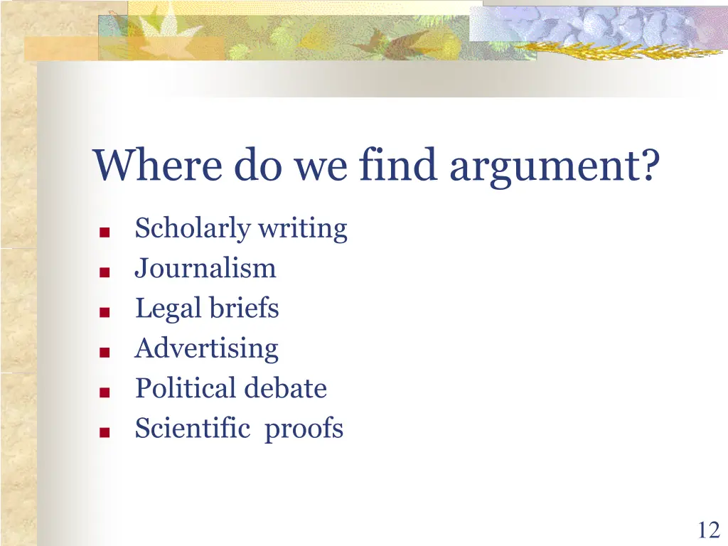 where do we find argument