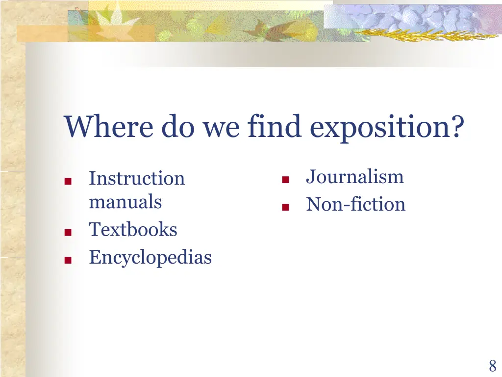 where do we find exposition
