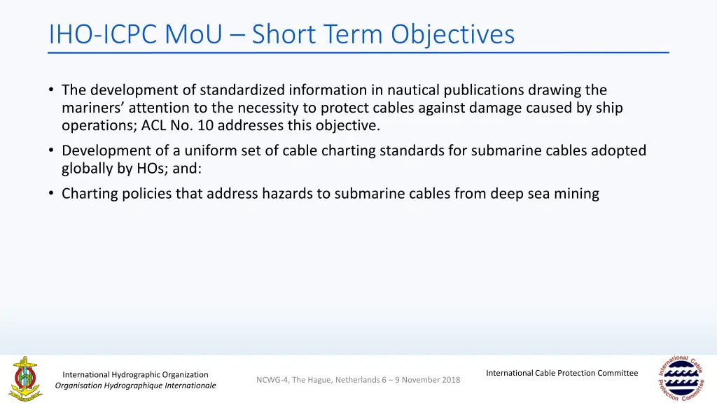 iho icpc mou short term objectives