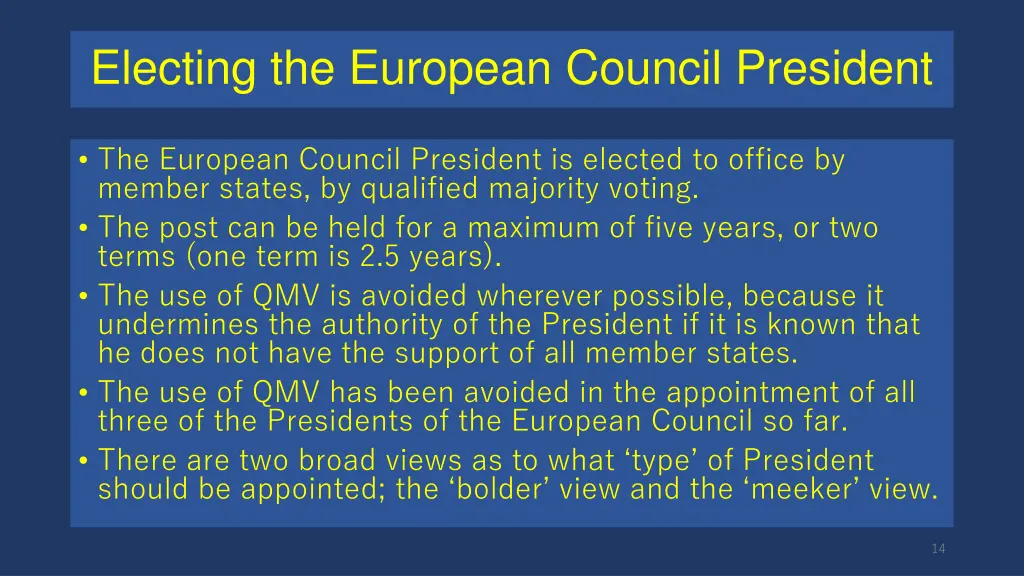 electing the european council president