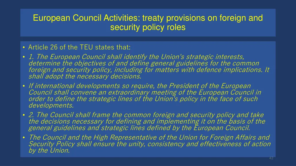 european council activities treaty provisions