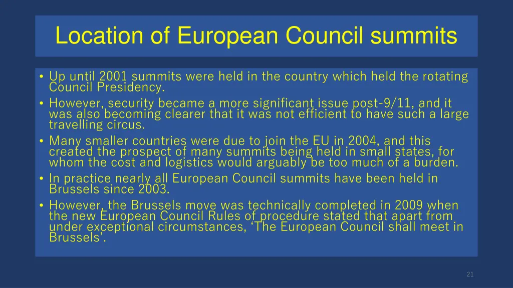 location of european council summits