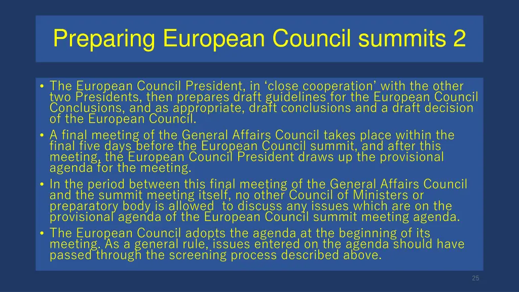 preparing european council summits 2