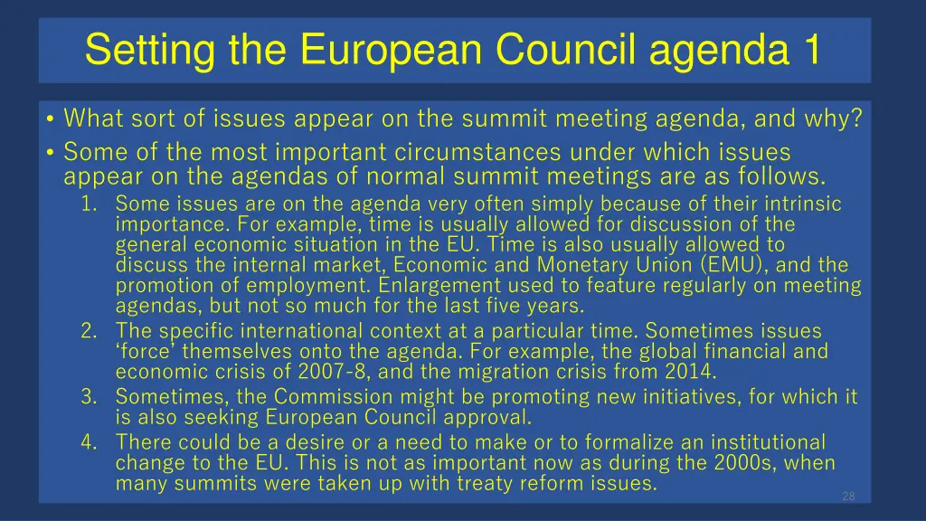 setting the european council agenda 1