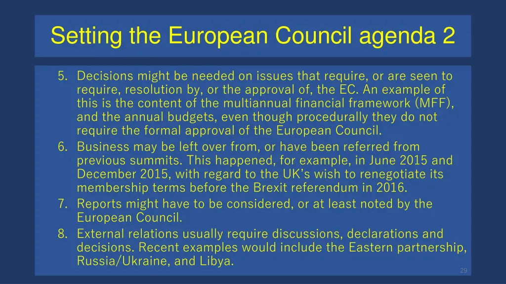 setting the european council agenda 2