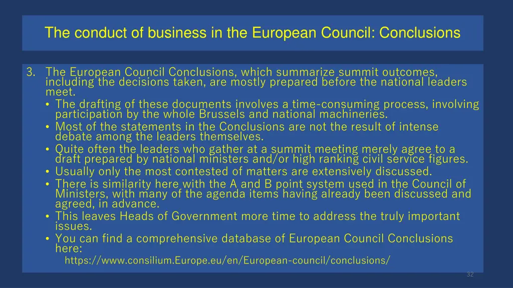 the conduct of business in the european council 2