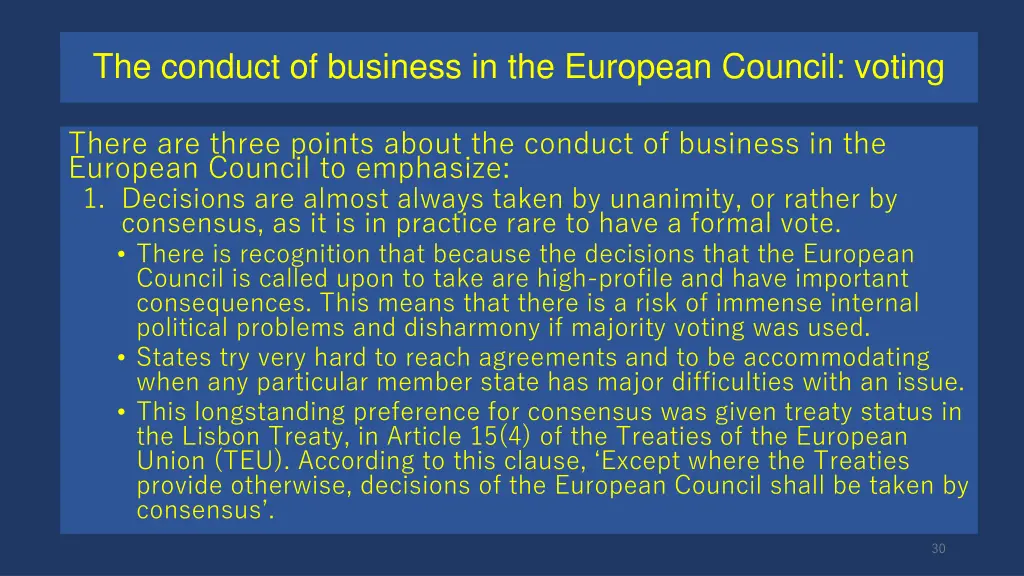 the conduct of business in the european council