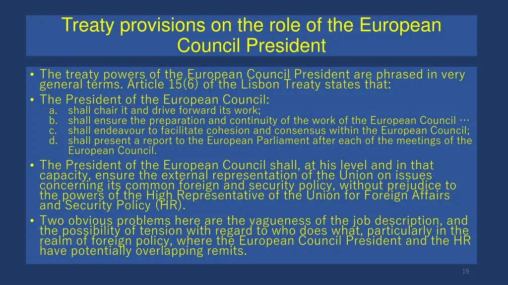 treaty provisions on the role of the european