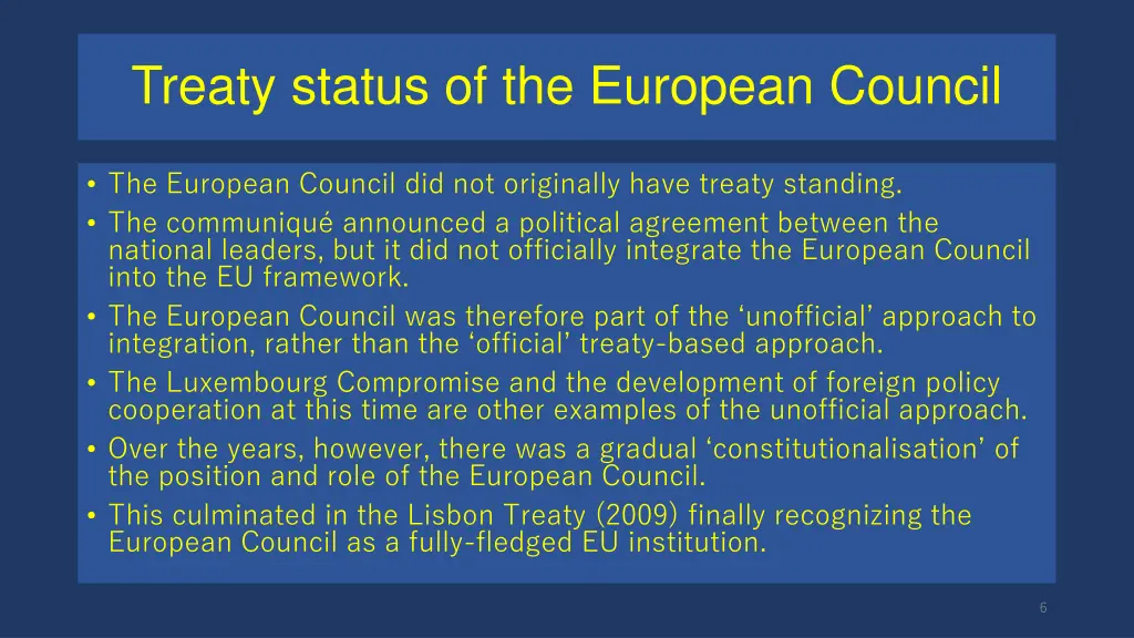 treaty status of the european council