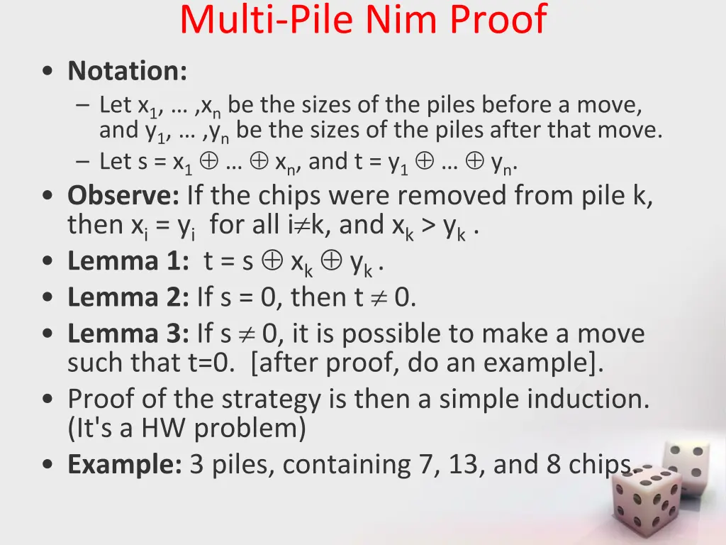 multi pile nim proof notation