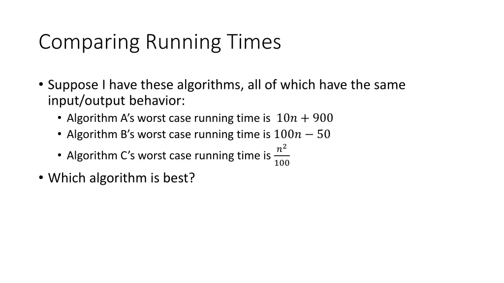 comparing running times