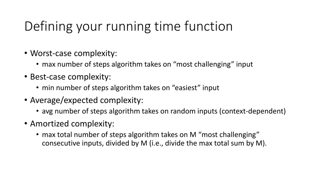 defining your running time function