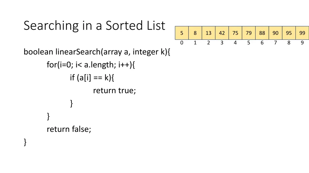 searching in a sorted list