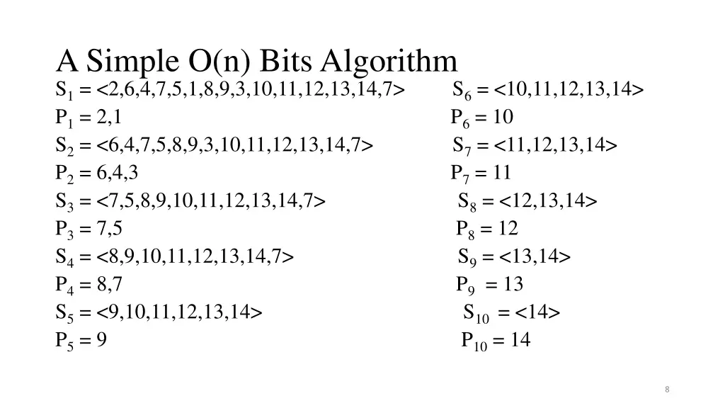a simple o n bits algorithm