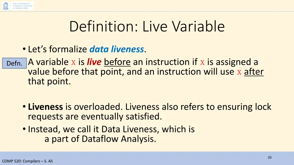 definition live variable