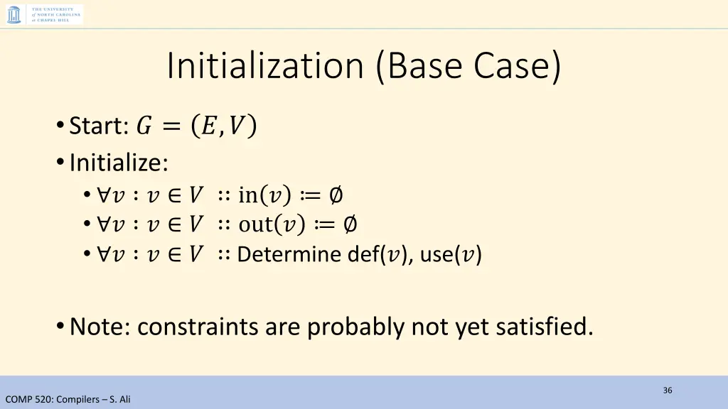 initialization base case