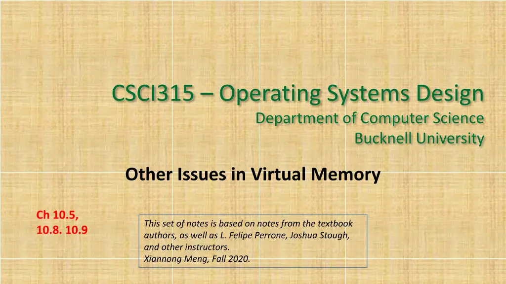 csci315 operating systems design department