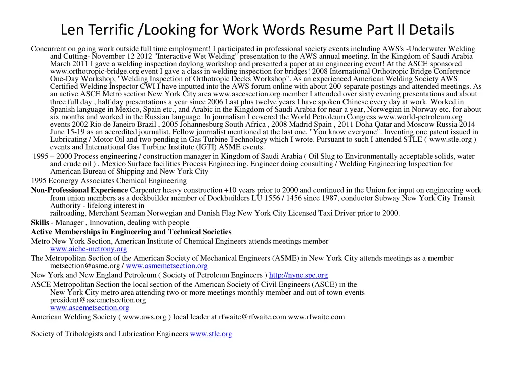 len terrific looking for work words resume part