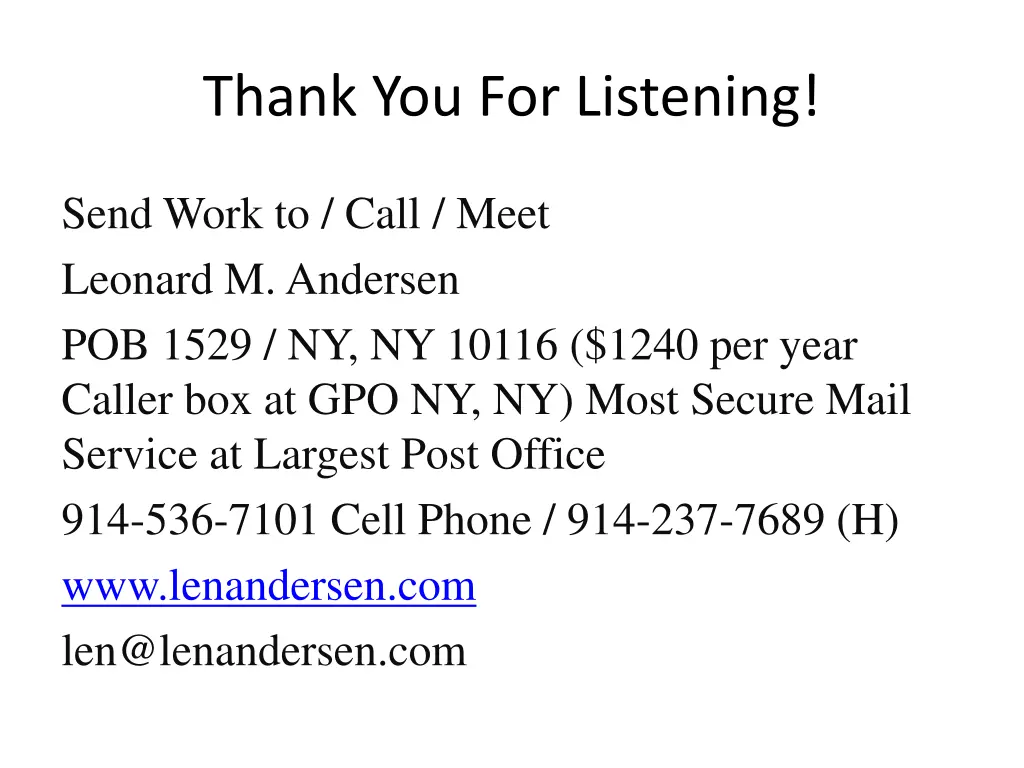 thank you for listening
