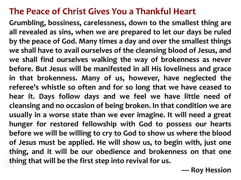 the peace of christ gives you a thankful heart