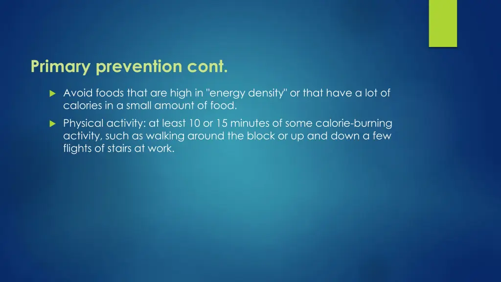 primary prevention cont
