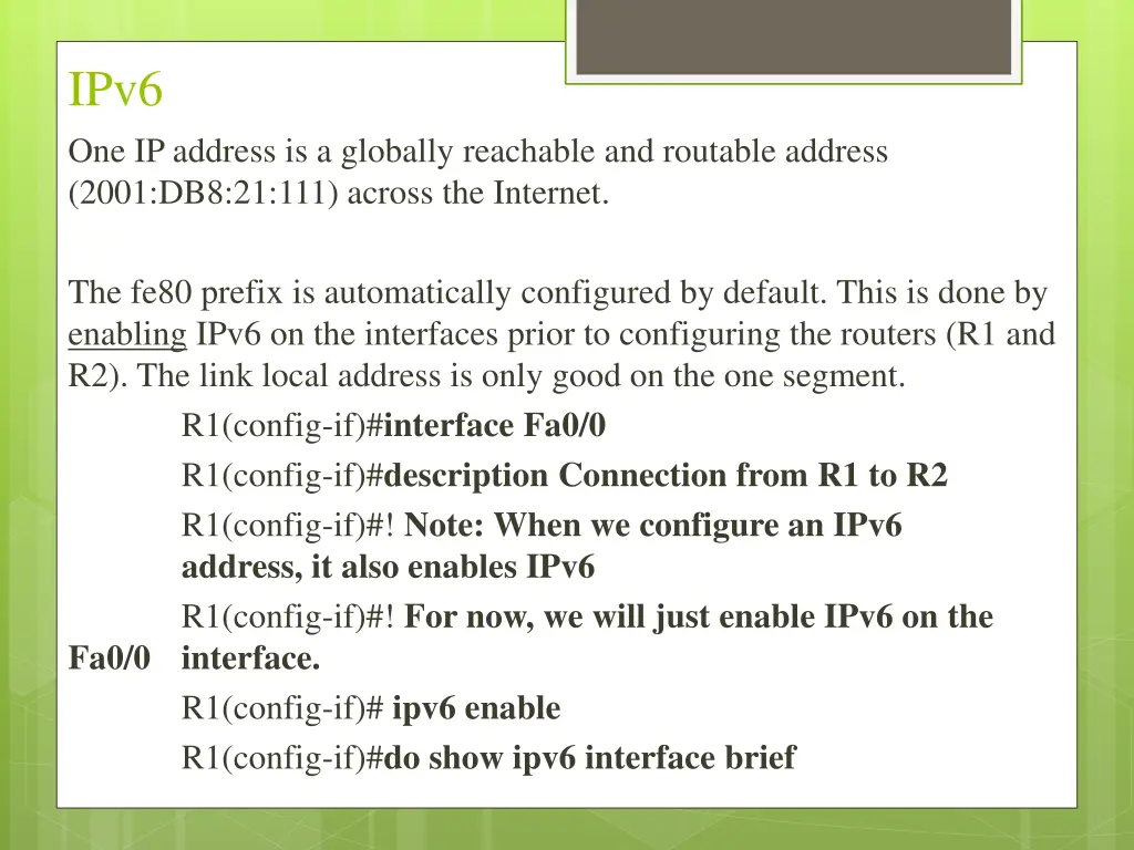 ipv6 one ip address is a globally reachable