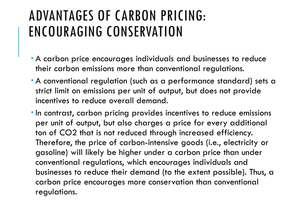 advantages of carbon pricing encouraging