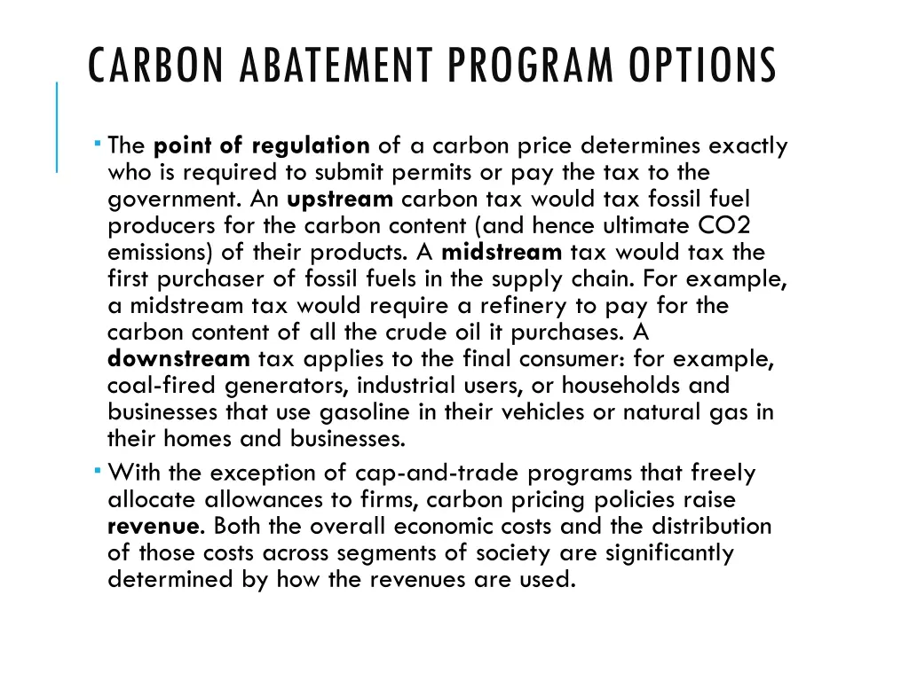 carbon abatement program options