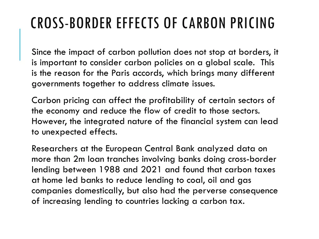 cross border effects of carbon pricing
