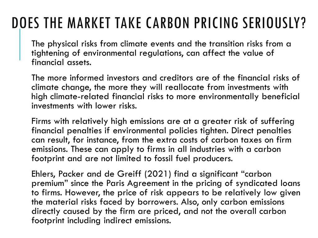 does the market take carbon pricing seriously