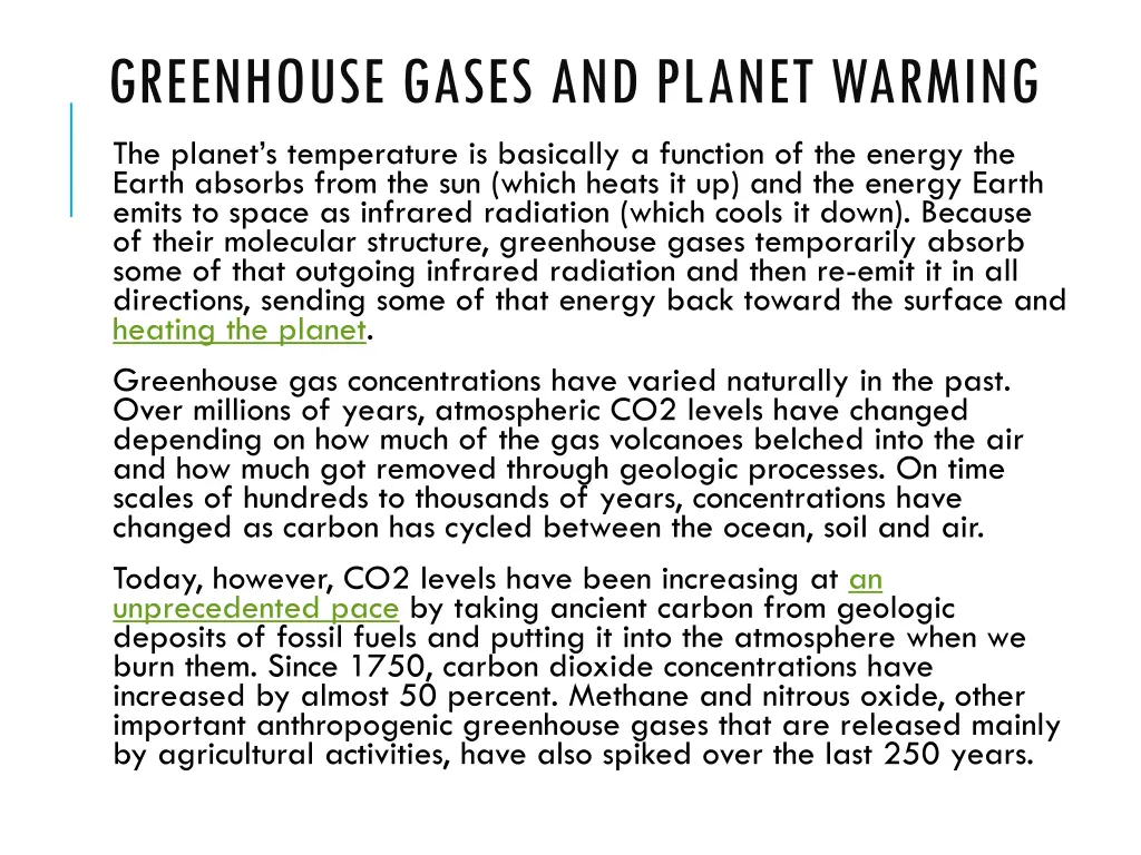 greenhouse gases and planet warming the planet