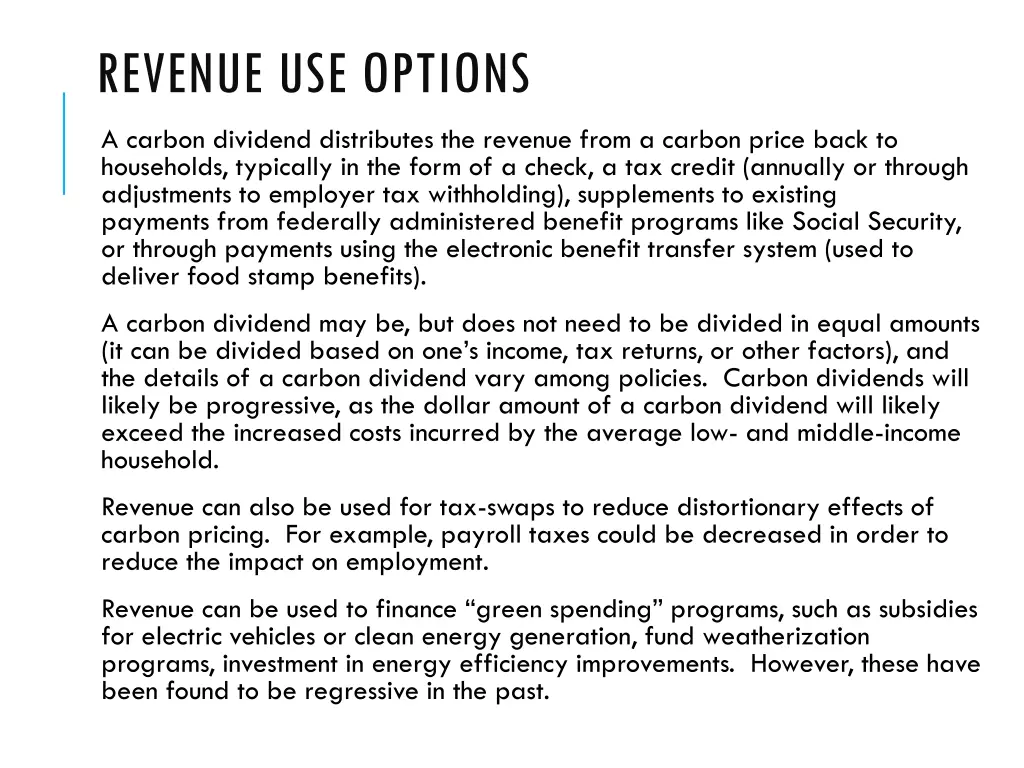 revenue use options