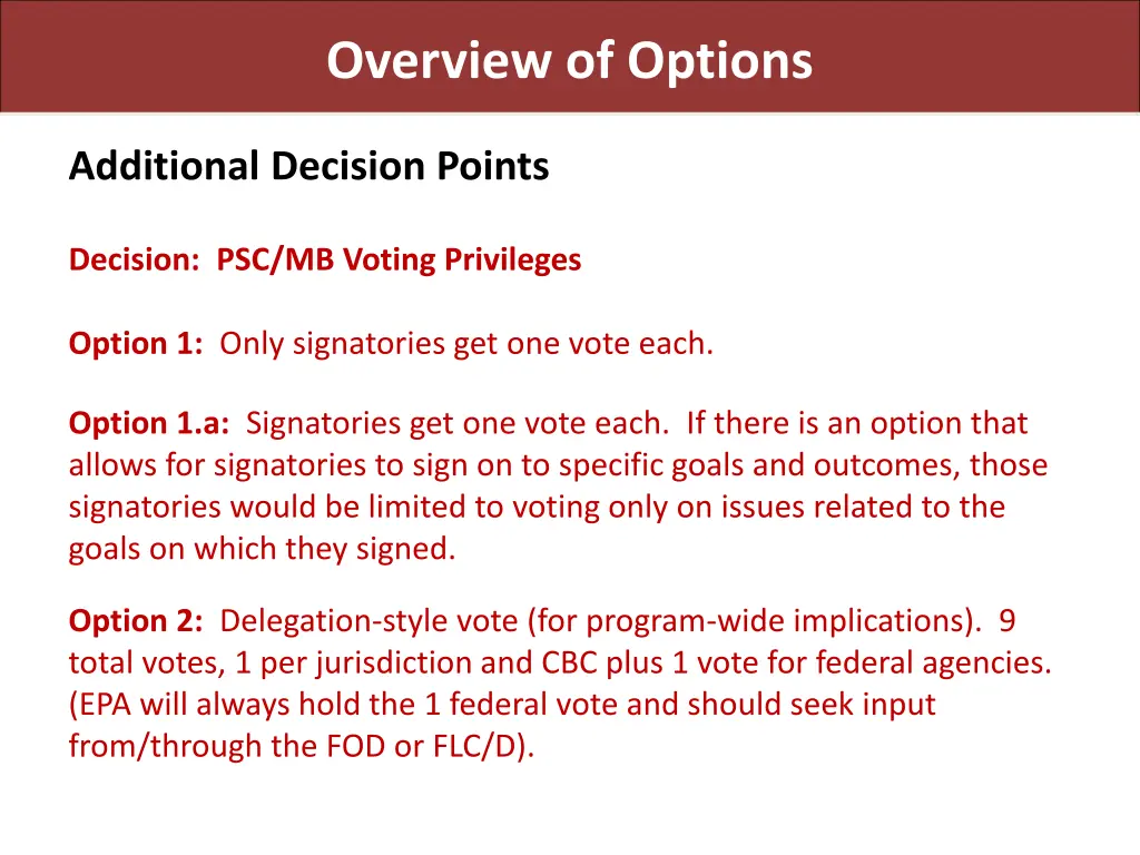 overview of options 13