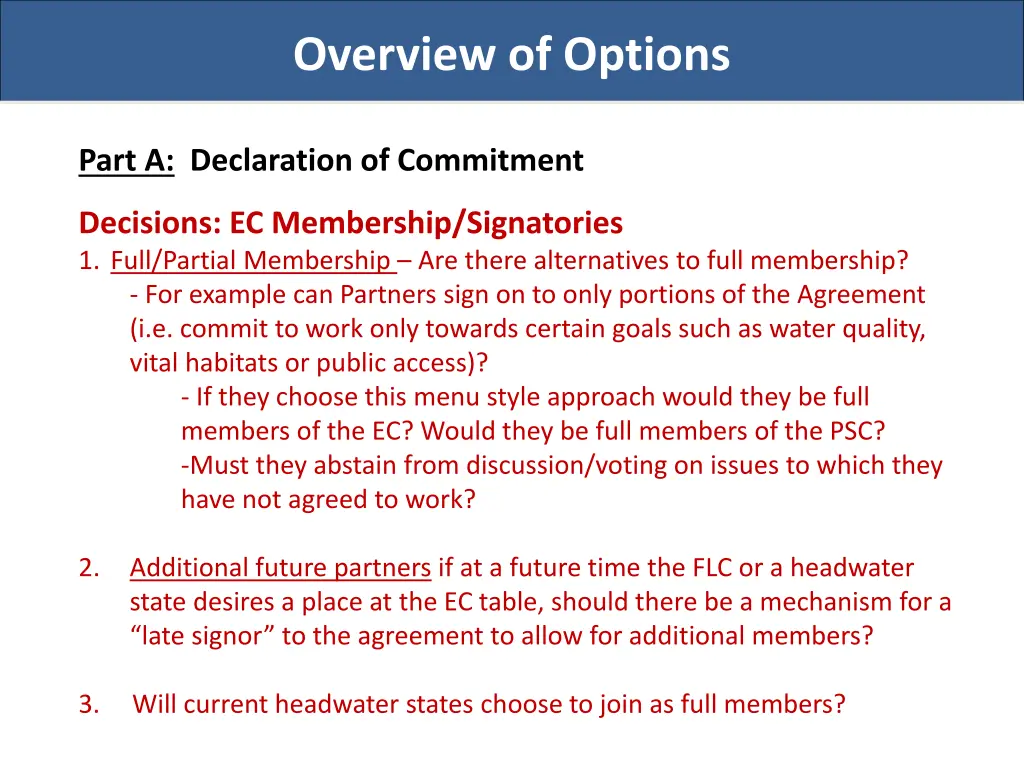 overview of options 2