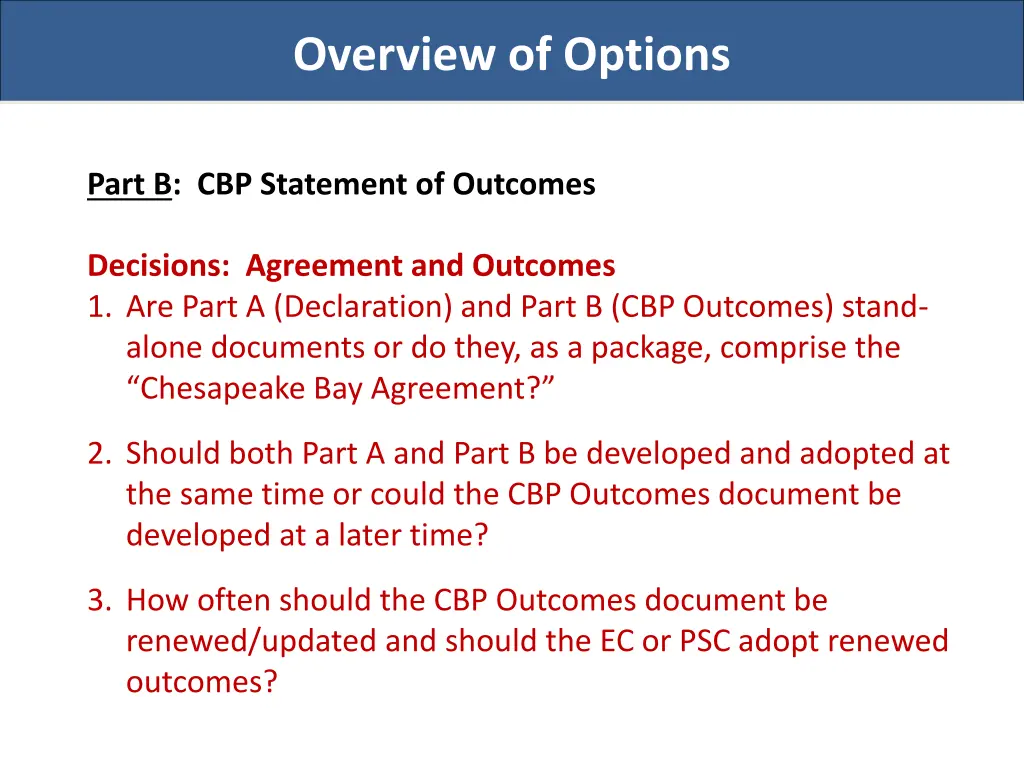 overview of options 4