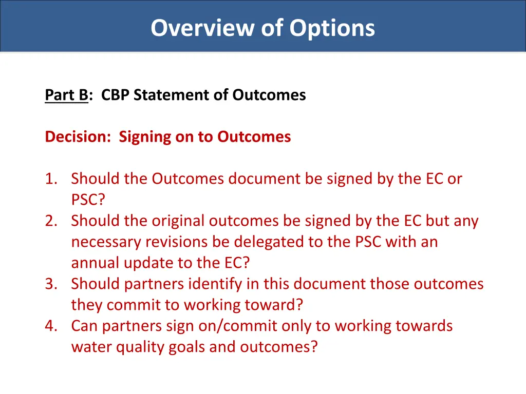 overview of options 5