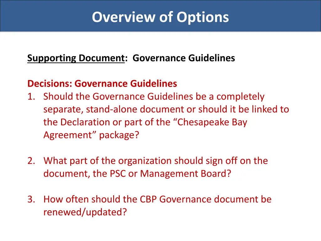overview of options 7