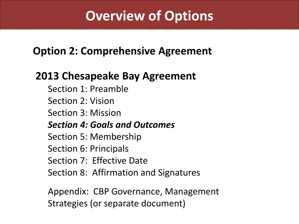 overview of options 9