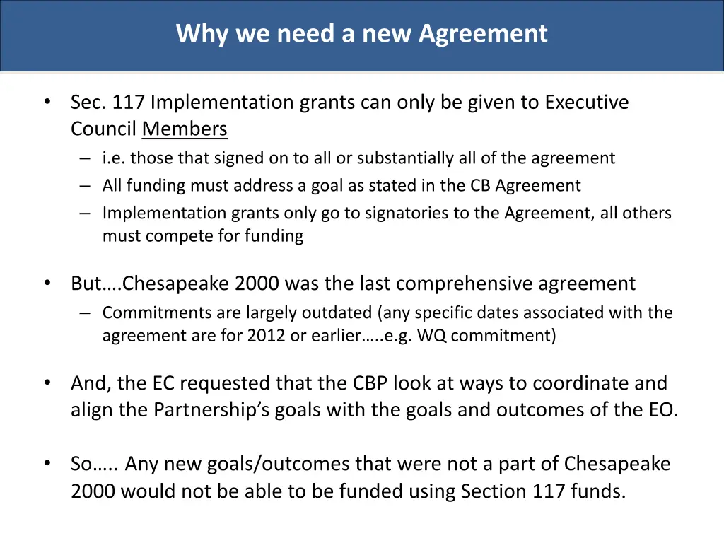 why we need a new agreement