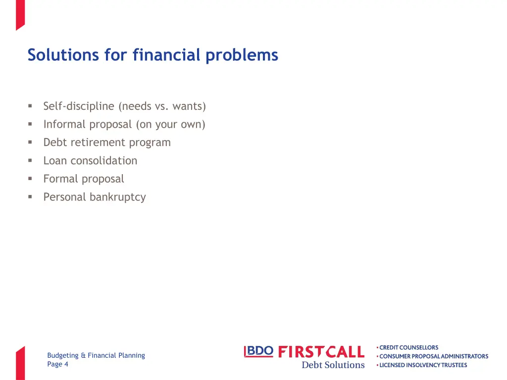 solutions for financial problems